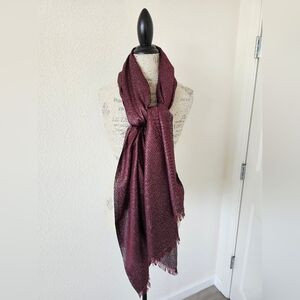 Calvin Klein Burgundy Silver Wide Scarf Wrap